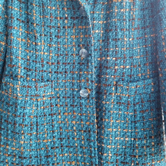 Tweed turquoise button coat - Picture 4 of 8